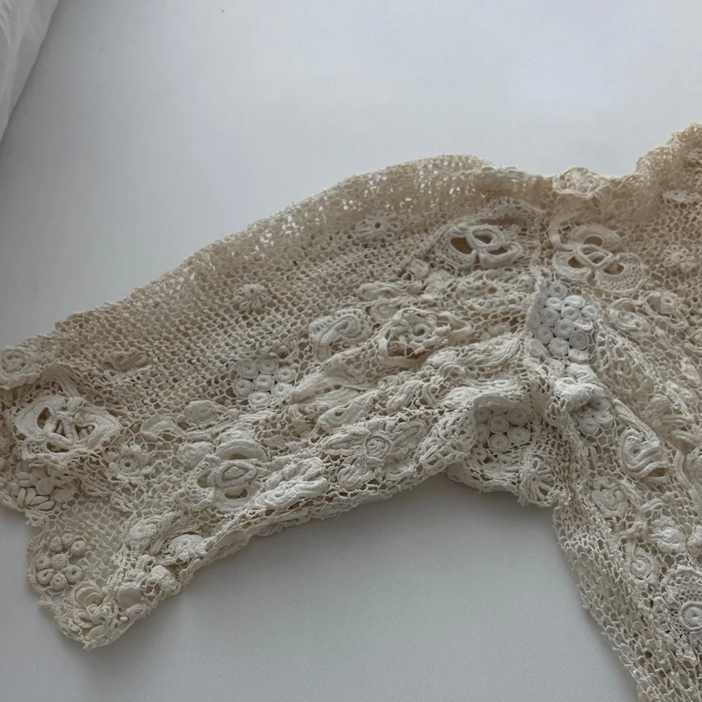Unique Vintage Cream Lace Maxi Dress - Picture 2 of 6